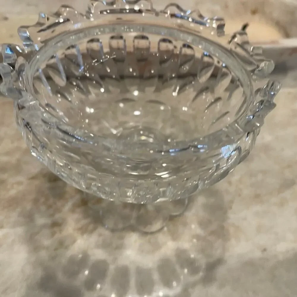 Vintage crystal glass pedestal candy dish